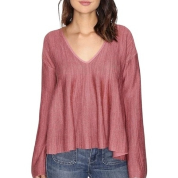 Free People Sundae Rose Pink Linen Blend Pullover Sweater Large - Picture 5 of 6